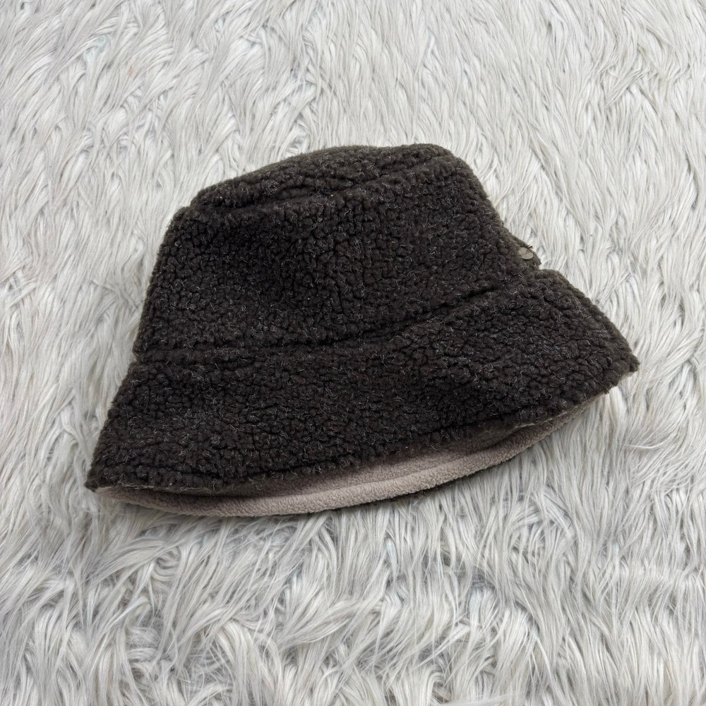Vintage 90's Y2K Villager Brown Boucle Fleece Bucket Hat Urban Street Boho Artsy